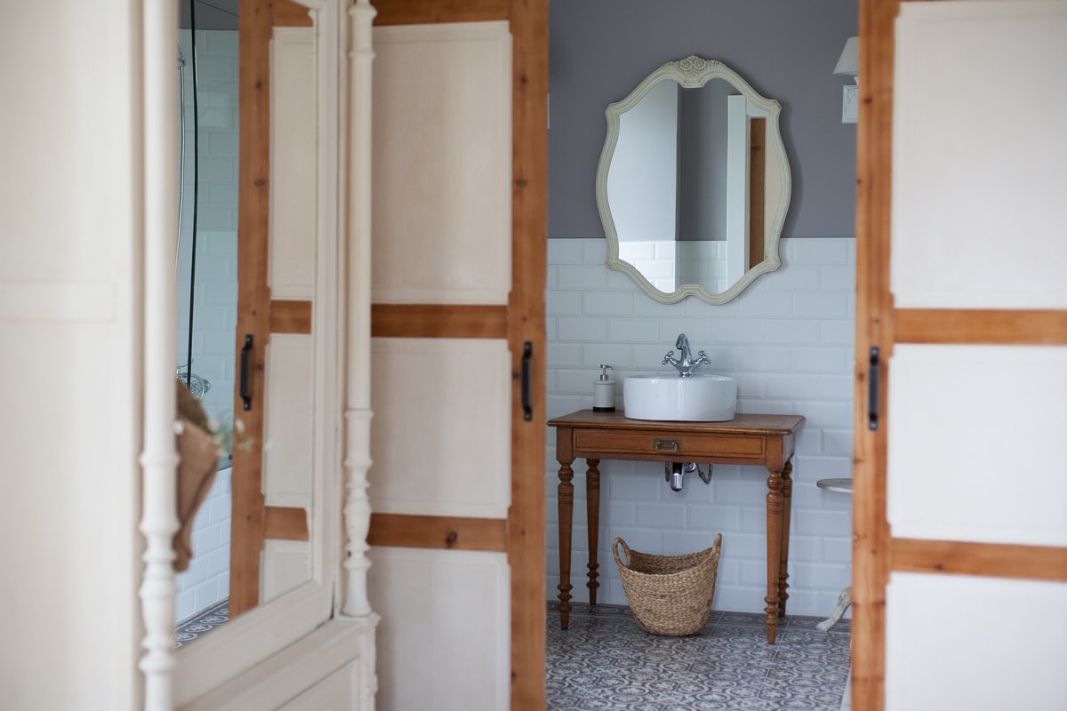 Baño de la habitación Palmeras en Posada Seis Leguas